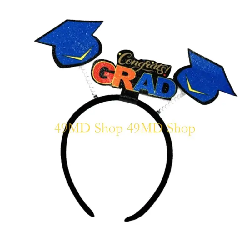 49MD College Bachelor Hat Mini Headwear Graduation Hat GRAD with Golden Tinsel