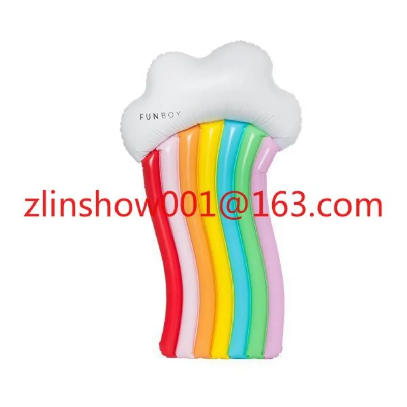 Water inflatable rainbow floating row, photo concave swimming ring colorful floating bed