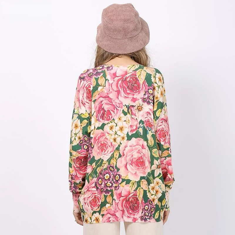 

Luxury Rose Flower Print Women's Me irt Autumn Season Faionable Protective Clothing Home Use ential