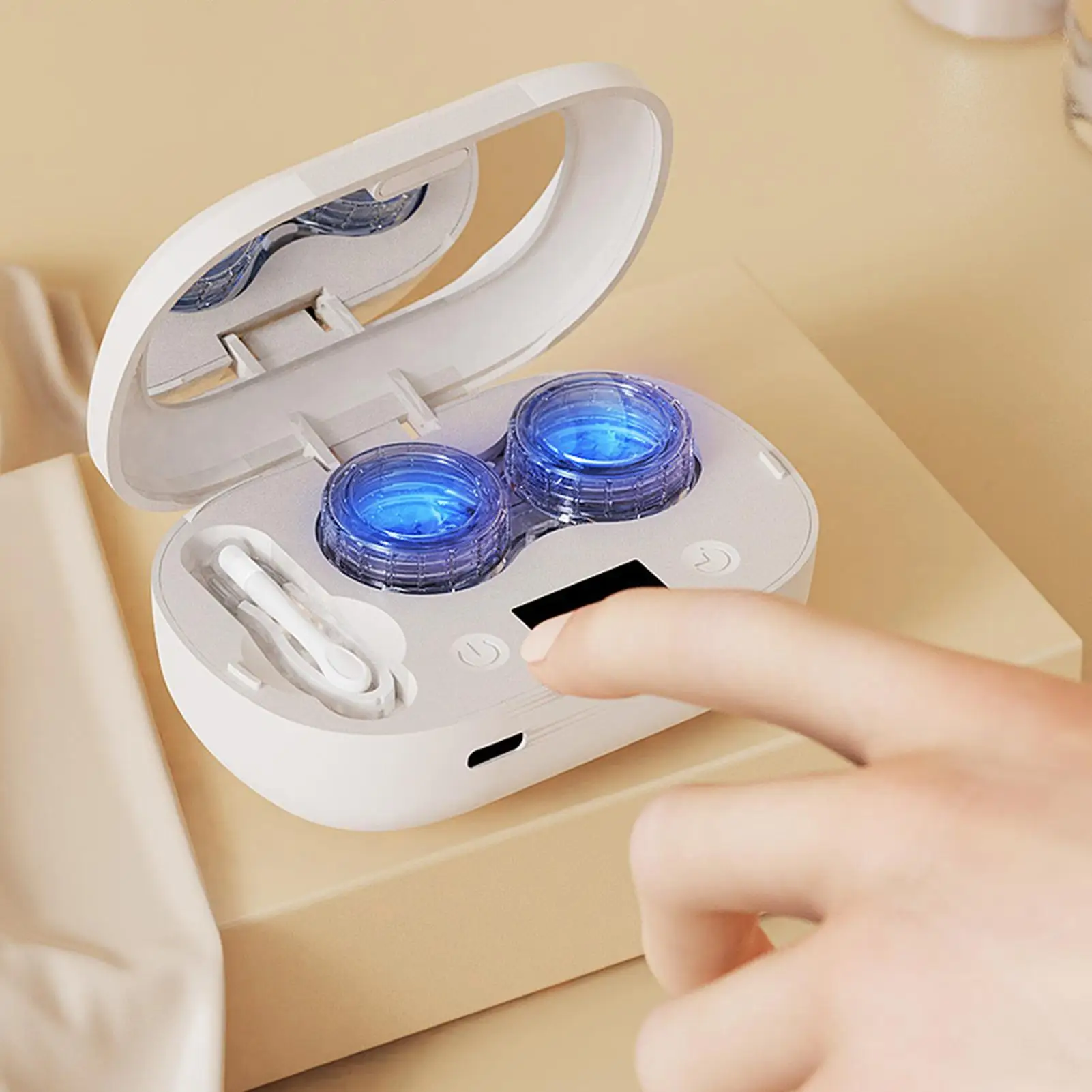 

Contact Lens Cleaner Machine Digital Display Deep Cleaning With Timer Hard Contact Lens Cleaner Case For Travel Outdoor Camping