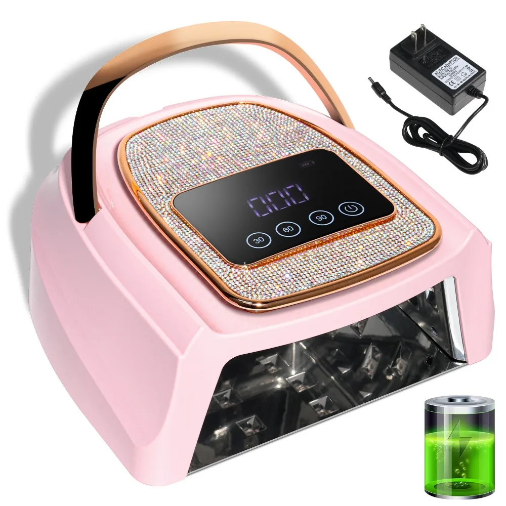 コードレス充電式-uv-led-ネイルランプラインストーン付きプロフェッショナルジェルポリッシュ硬化ライトマニキュアペディキュアマシンネイルツール