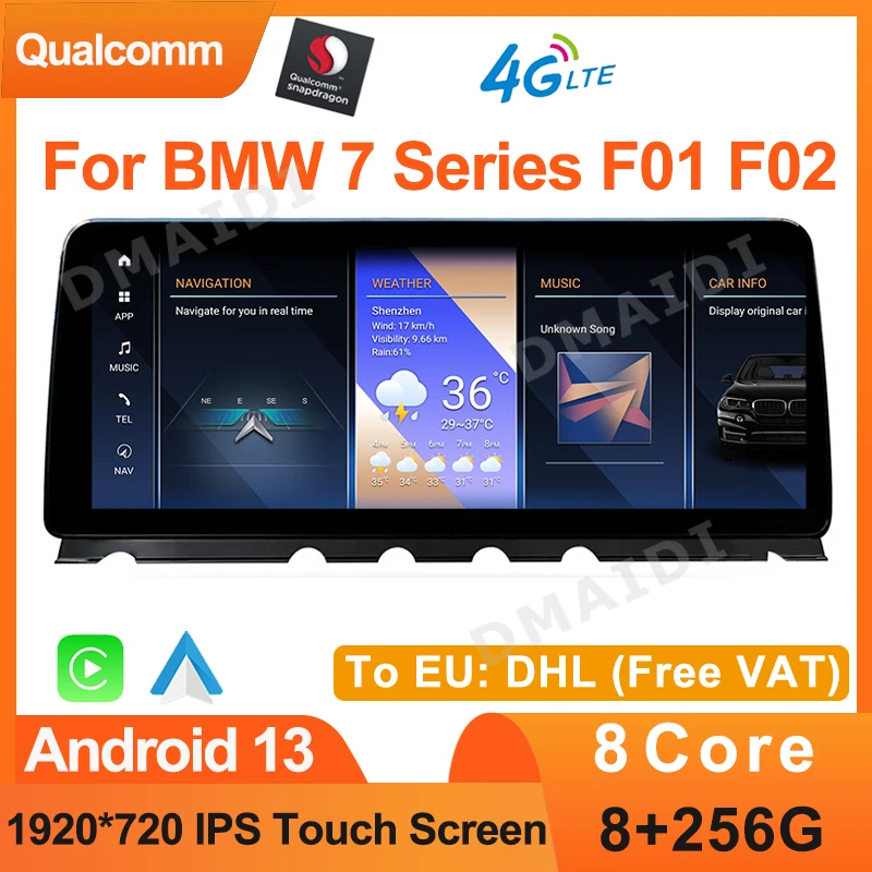 

10.25" 12.5 Inch Qualcomm Android 13 Multimedia Video Player Screen For BMW 7 Series F01 F02 2009-2017 Wireless Carplay Auto