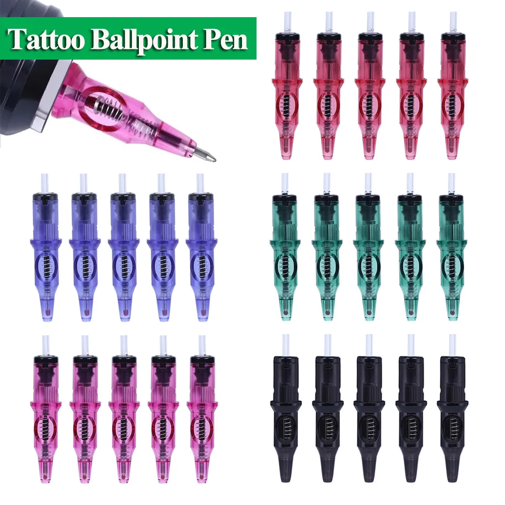 

40/20/10/5pcs Ballpoint Tattoo Cartridge Needle Tattoo Integrated Ballpoint Pen Universal Drawing Practice Cartridge Needles
