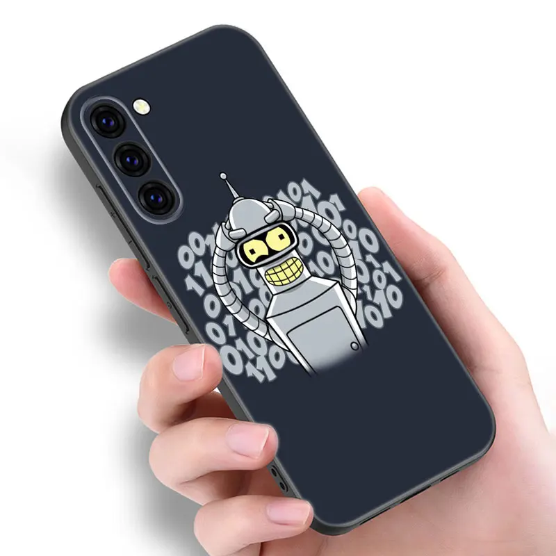 F-Futuramas Cute Black Silicone Phone Case For Samsung Galaxy S20 S21 S23 S24 FE S22 Ultra S8 S9 S10 Plus