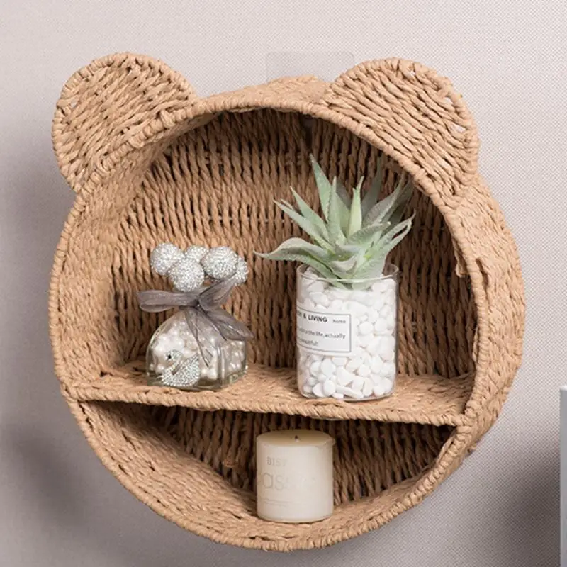 Wall Baskets Hanging Basket Shelf Rattan Storageorganizer Shelves Divided Planter Woven Floating Rustic Wicker Vanity