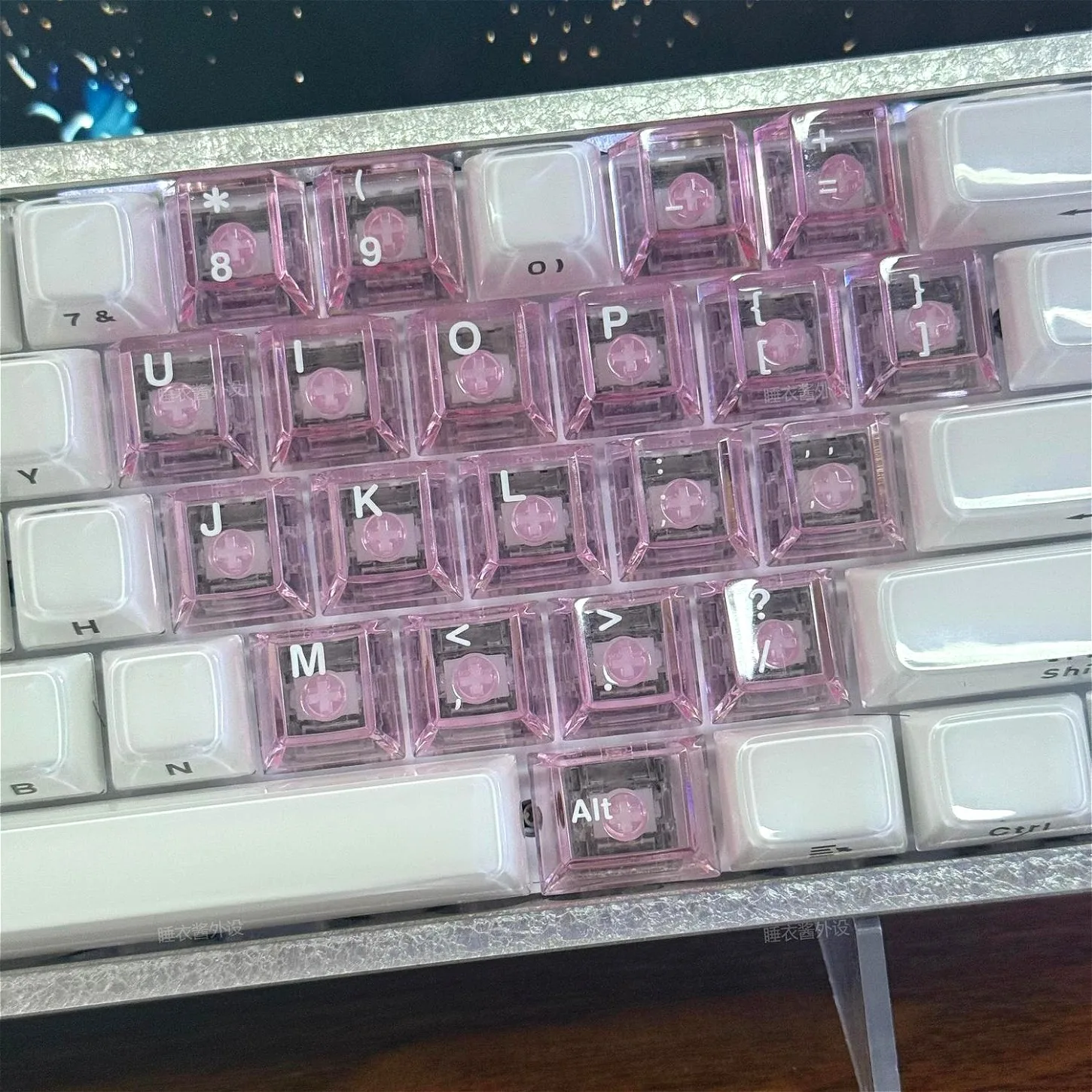 Transparent Love Cherry Keychain PC 21 Key Supplement DIY Personalized Keycap Compatible with Wooting Mechanical Keyboard