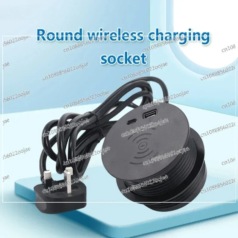 80mm NEW type 20W Desktop Grommet Desk sofa Hole Hidden Round  Wireless fast Charging Desk Power Grommets Hub With USB A+C port