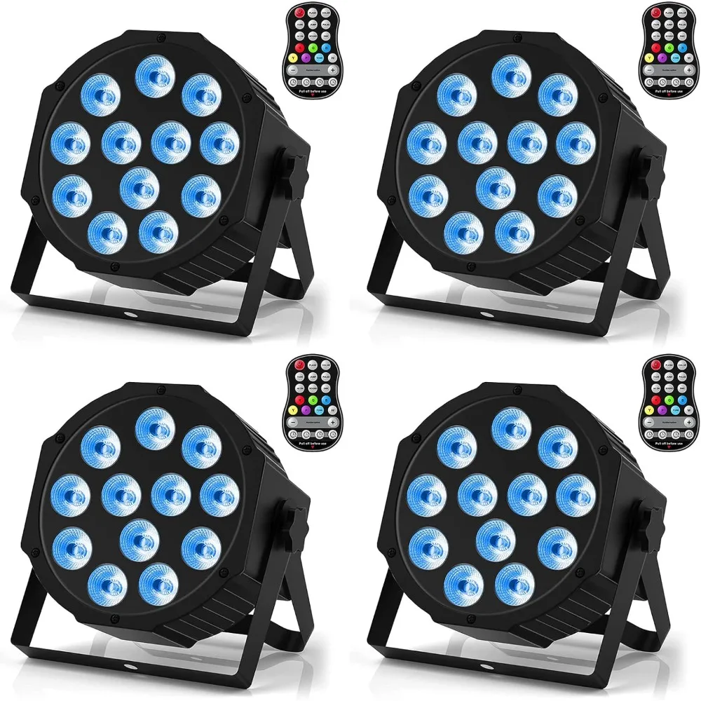 RGBW 4-in-1 LED Uplights Battery Powered Stage Lights, HOLDLAMP DJ Lights Sound Activated with Remote & DMX Control