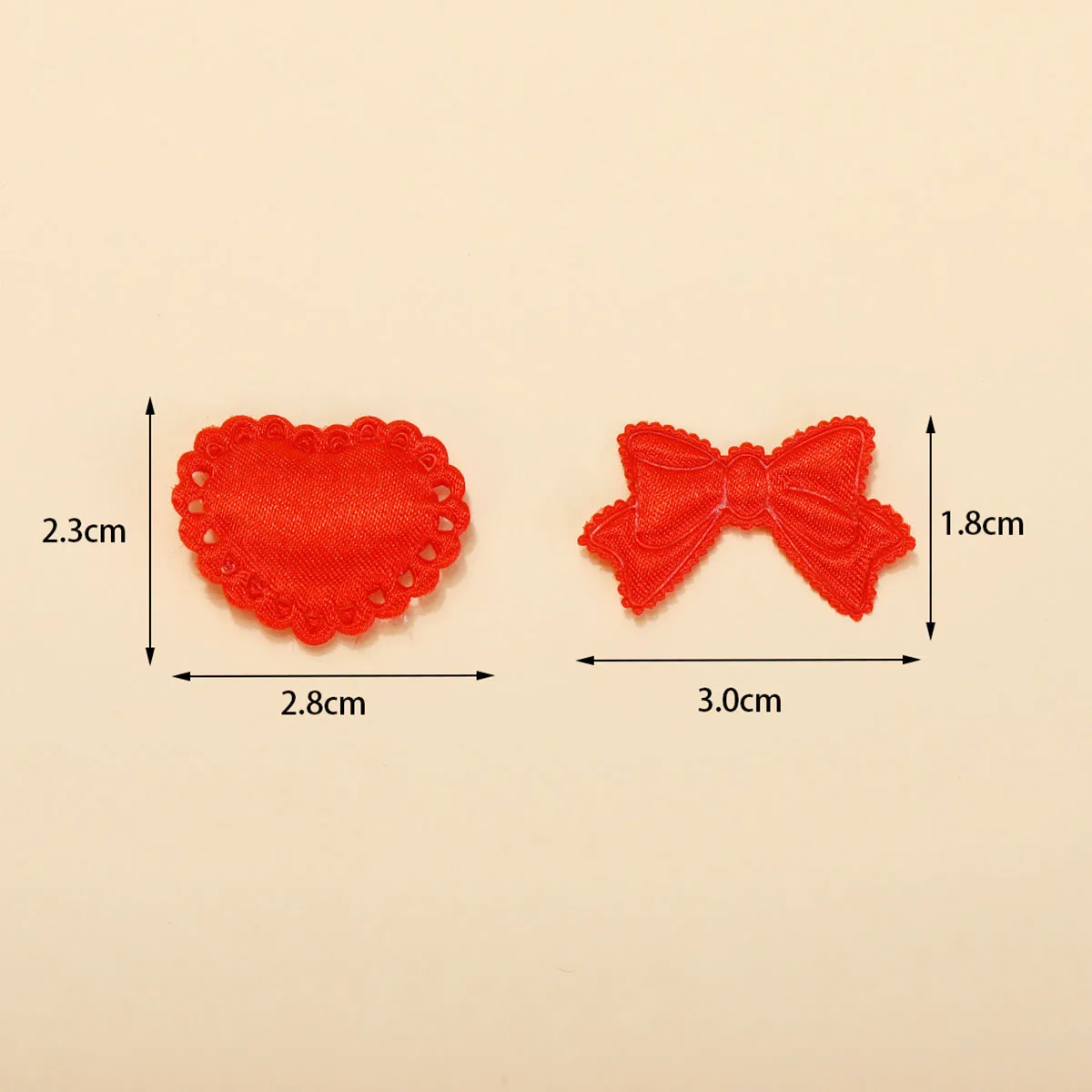 50Pcs Colorful Fabric Padded Appliques Sew On Patches for DIY Crafts Ornament Making Supplies Wedding Valentine Day Party Decor