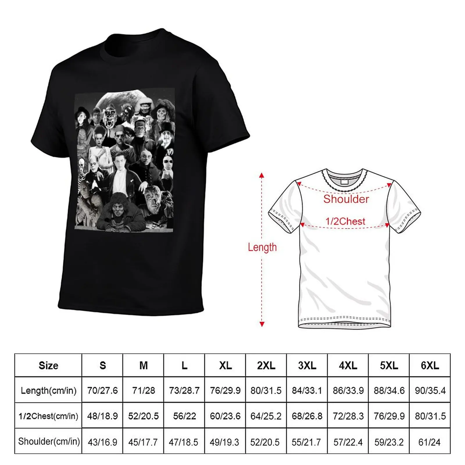Classic Horror Monsters T-Shirt Large Size Loose Casual Tee T-Shirt