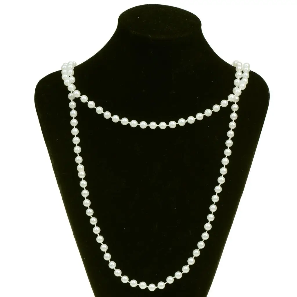 Vintage Pearls Necklace 130cm Long Beaded Strand for Girls Fancy Dress Accessory Great 1920s Charleston Party Jewelry