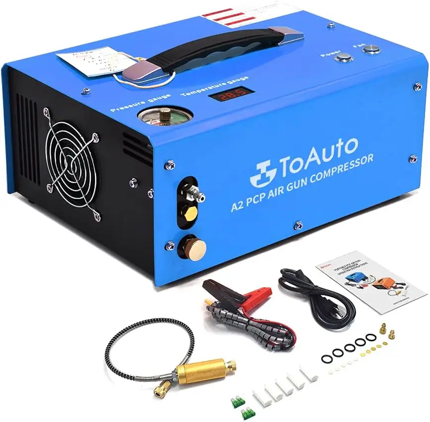 

TOAUTO A2 PCP Air Compressor Auto-Stop Portable 4500Psi/30Mpa Oil/Water-Free 8MM Quick-Connector HPA Compressor Paintball