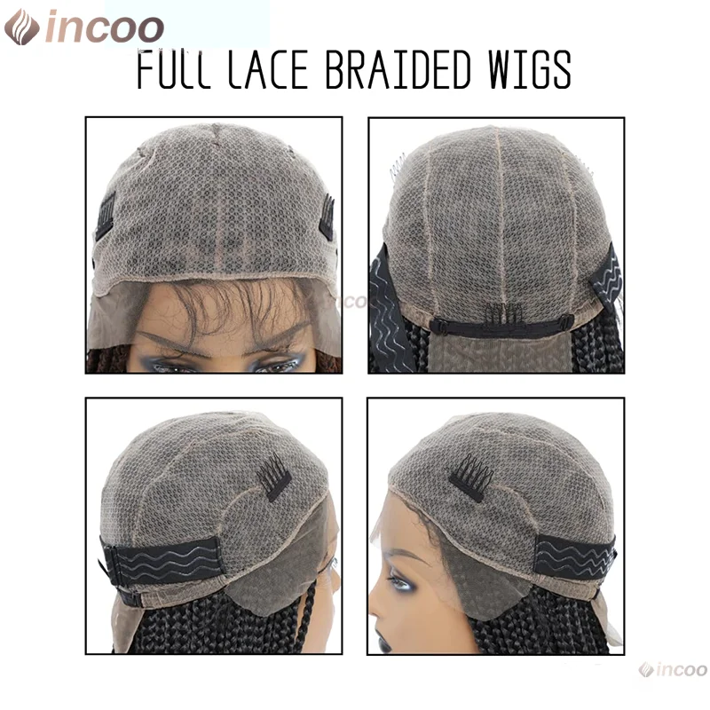 Peruki syntetyczne 36 cali, peruki typu full lace front dla kobiet, peruki do zaplatania w stylu cornrow box braids z baby hair.