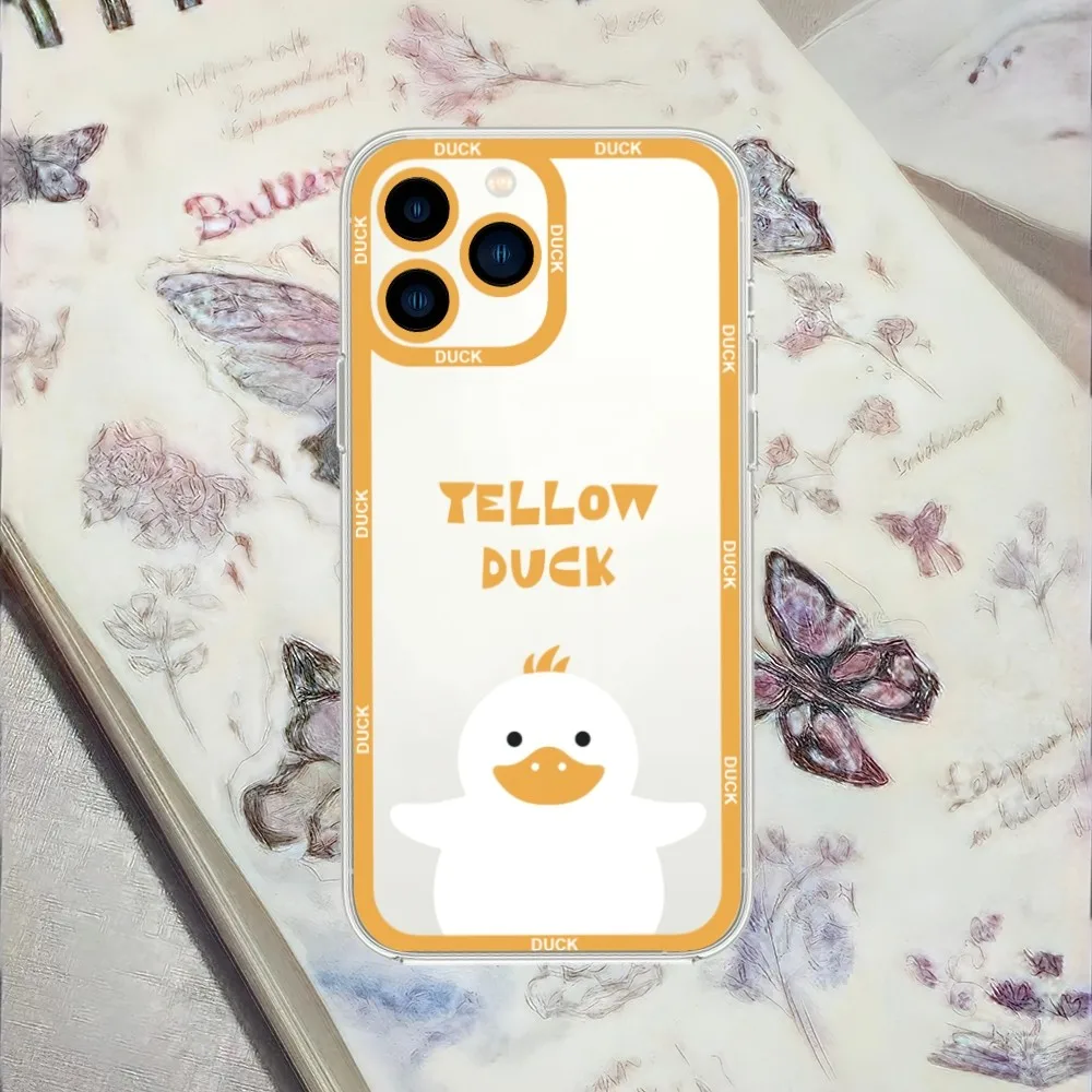 Cute Hand Drawn Duck Alpaca Penguin Phone Case For iPhone 13 14 15 Mini 11 12 Pro Max Transparent Shell