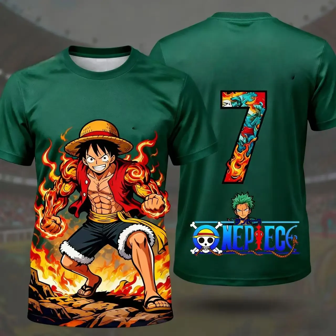 Modisches Herren One Piece Anime T-Shirt Luffy Gear 5 Grafik-Print Kurzarm Casual Streetwear Kinder Sommer Tägliches Outfit