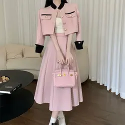 2024 French Fragrant Coat Half body Skirt Spring and Autumn Commuting Style Fashion Two piece Set Women's Wear