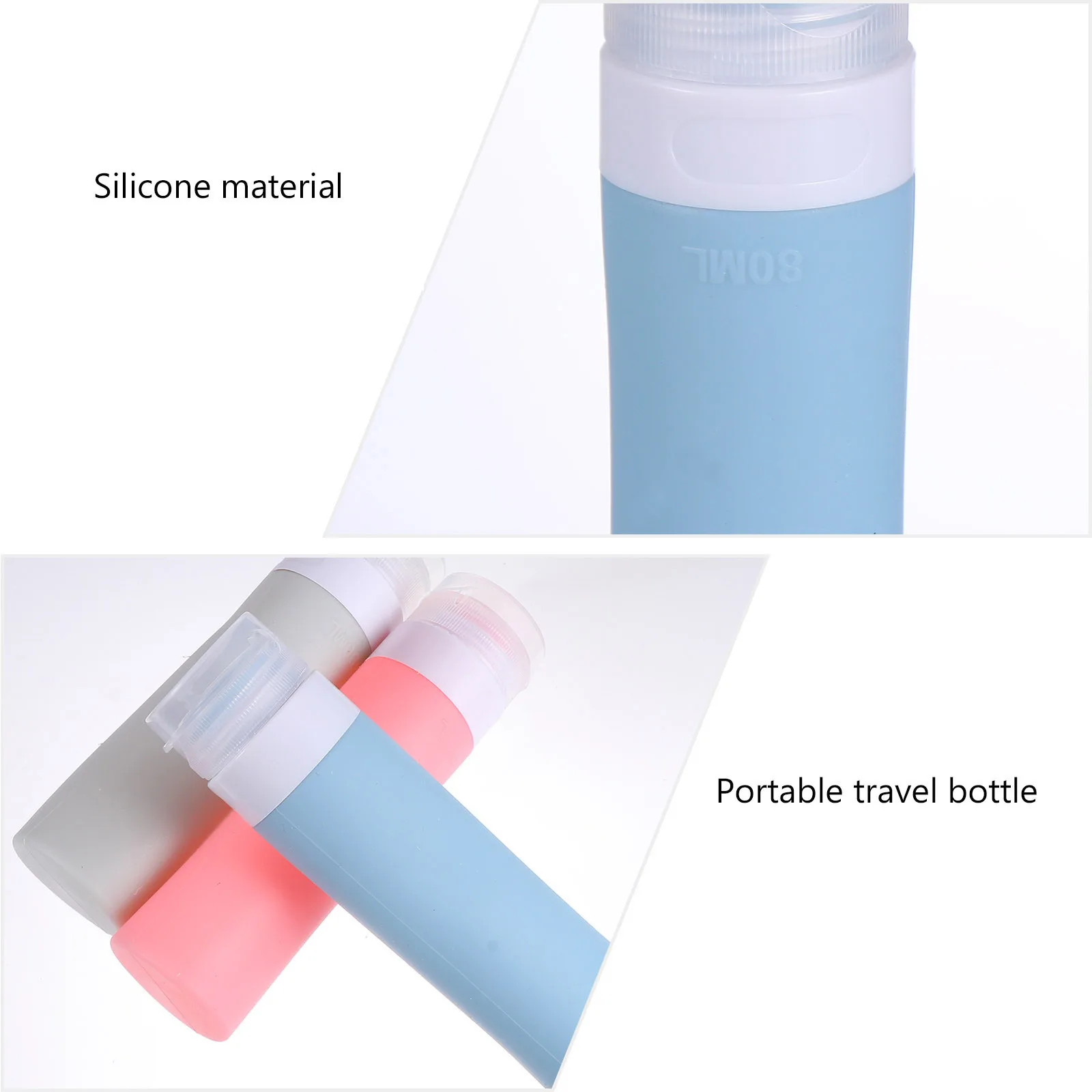 3 قطع 80 مل مجموعة زجاجات السفر المحمولة من السيليكون القابل لإعادة الاستخدام وقابلة لإعادة الملء لزجاجة السفر السائلة المختلفة #6