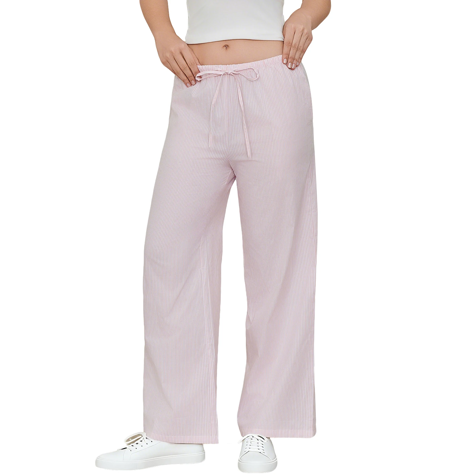 Women's Striped Lace Up Sleeping Pants Home Clothes Long Pants That Can Be Worn As Casual Pants