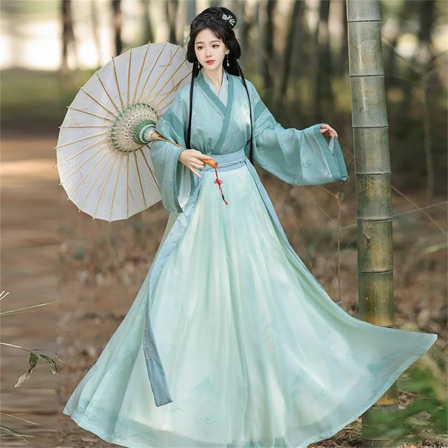 Women's Traditional Chinese Korean Costume Korean Women's Dress Embroidered Wei Jin Dynasty Party Performance Dance Costume