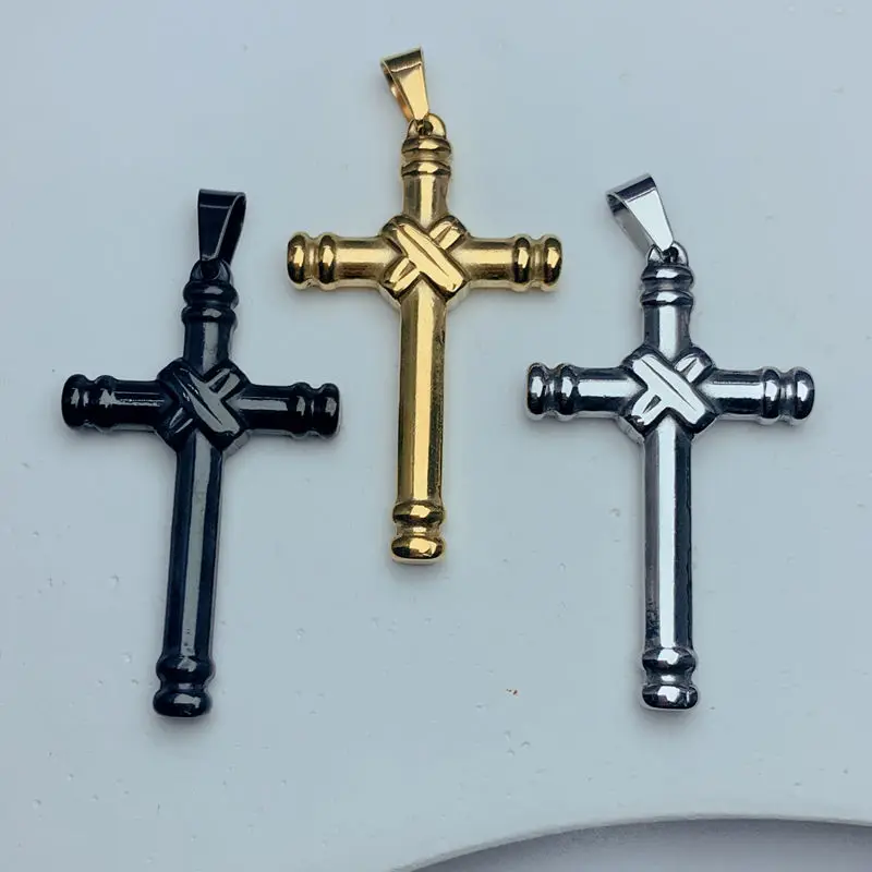 Vintage Stainless Steel Cross Pendants Charms For Jewelry Making Hip Hop Religions Women Men Necklace Accessories