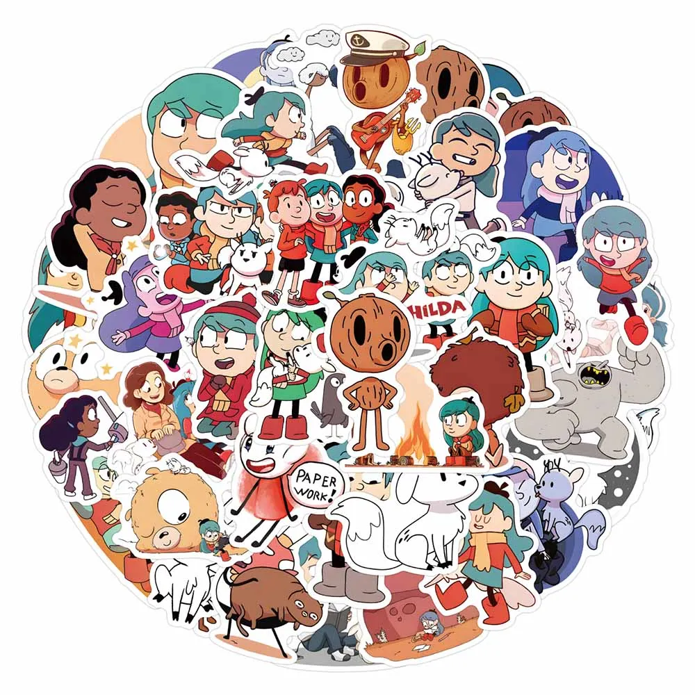 10/30/55/110PCS การ์ตูนภาพเคลื่อนไหว Hilda สติกเกอร์ผจญภัยการ์ตูนตลก Graffiti Decal ของเล่นเด็กสําหรับสเก็ตบอร์ดเคสโทรศัพท์กีตาร์