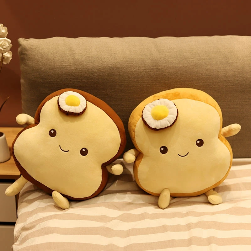 

25cm Cute Japanese-style Toast Bread Plush Toy Poached Egg Soothing Sleeping Cushion Soft Doll A Perfect Gift for Children