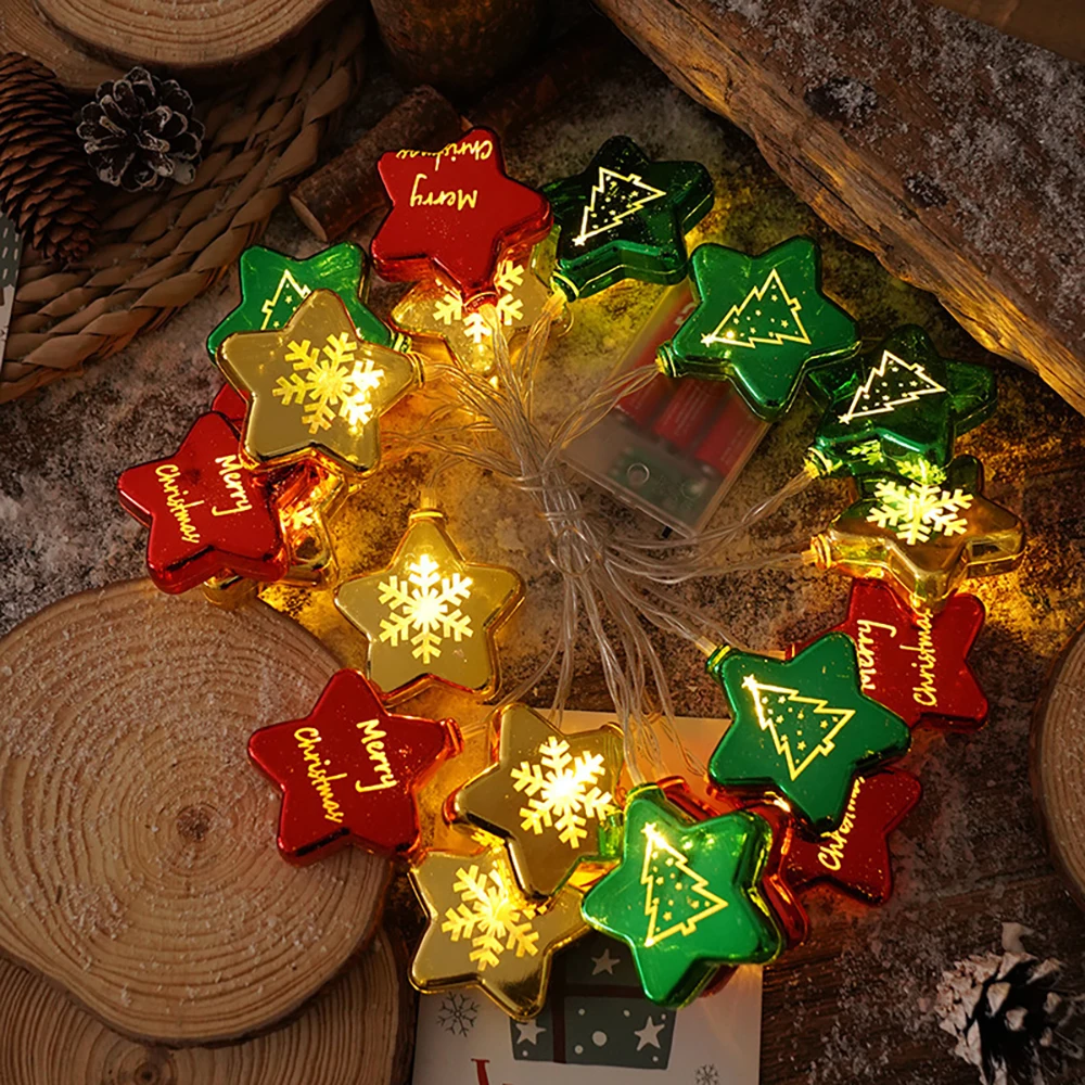 1,5 m Weihnachts-LED-Lichterkette, Weihnachtskugeln, Stern-Lichterkette, Girlande, Weihnachts-Hängelampe, Weihnachtsdekoration 2025,