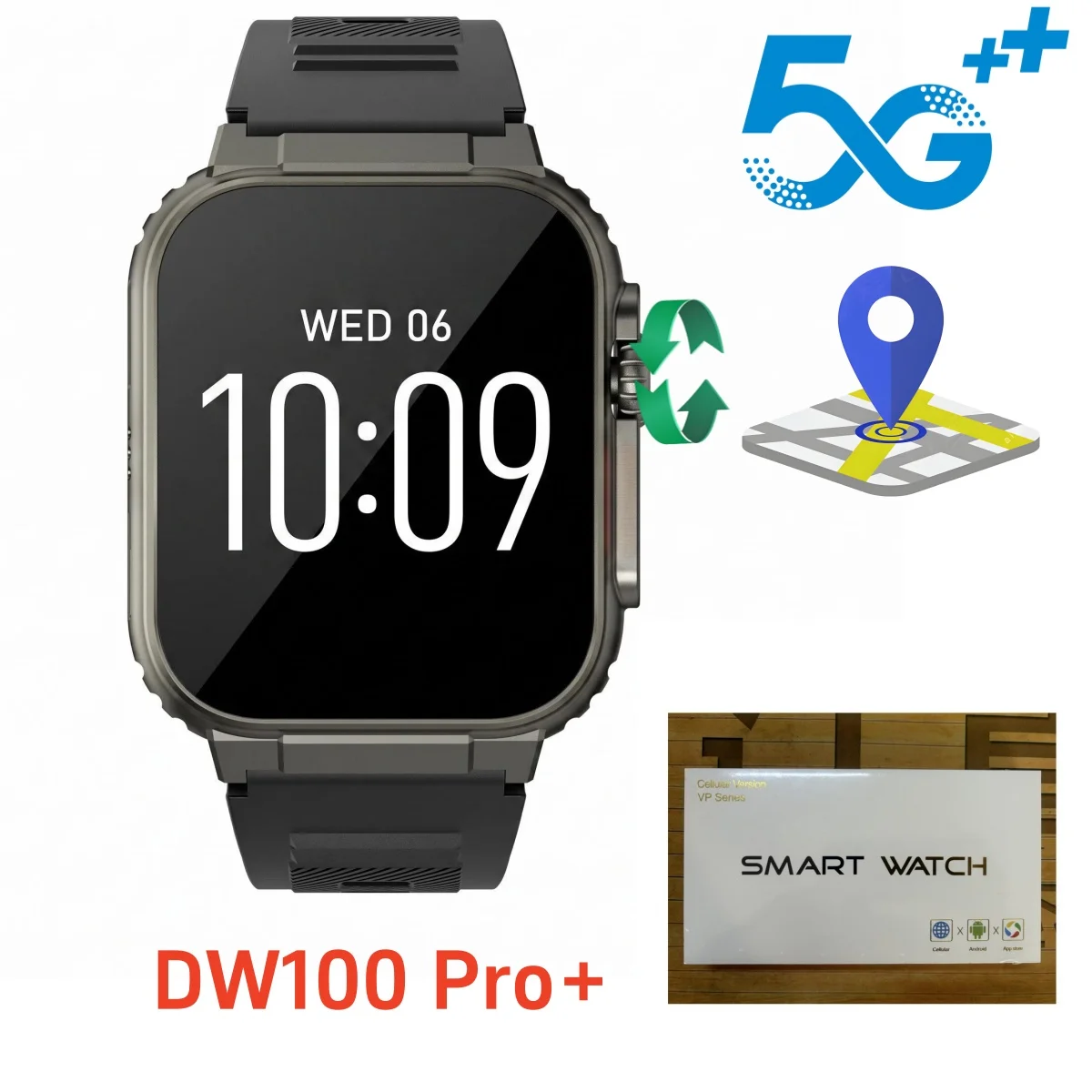 DW100 Pro Plus Android Smartwatch Touch ID Smart Watch With Rotary Camera 2.29inch Amoled Screen GPS WIFI NFC Google Play Store