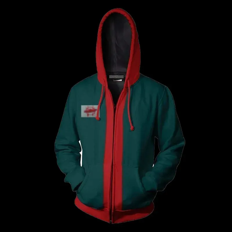 Costumi cosplay Miles Morales per uomo, giacca con cerniera con stampa 3D, felpe con cappuccio anime, felpe con cappuccio verdi, abbigliamento di Halloween
