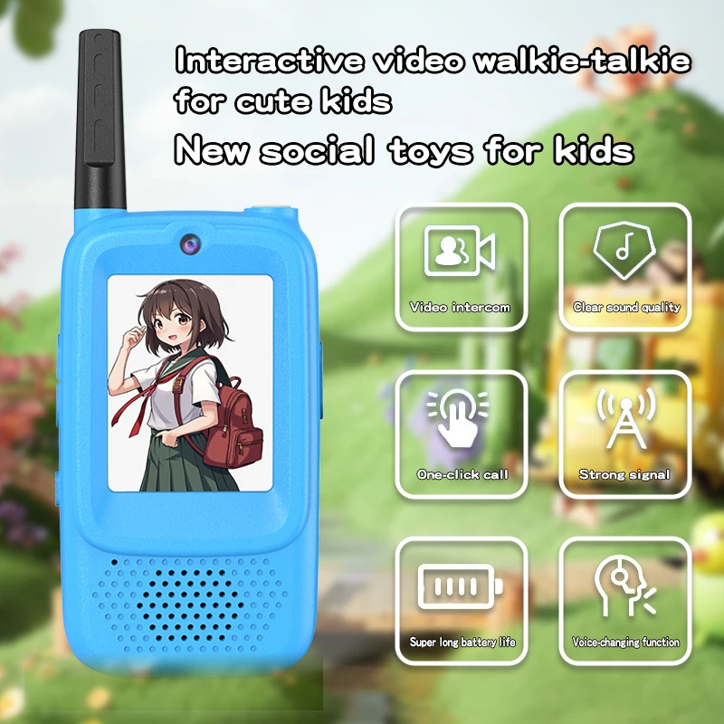 2 個子供用ビデオトランシーバー高精細スクリーン充電式バッテリーワンクリック通話漫画インターコム子供用ギフト