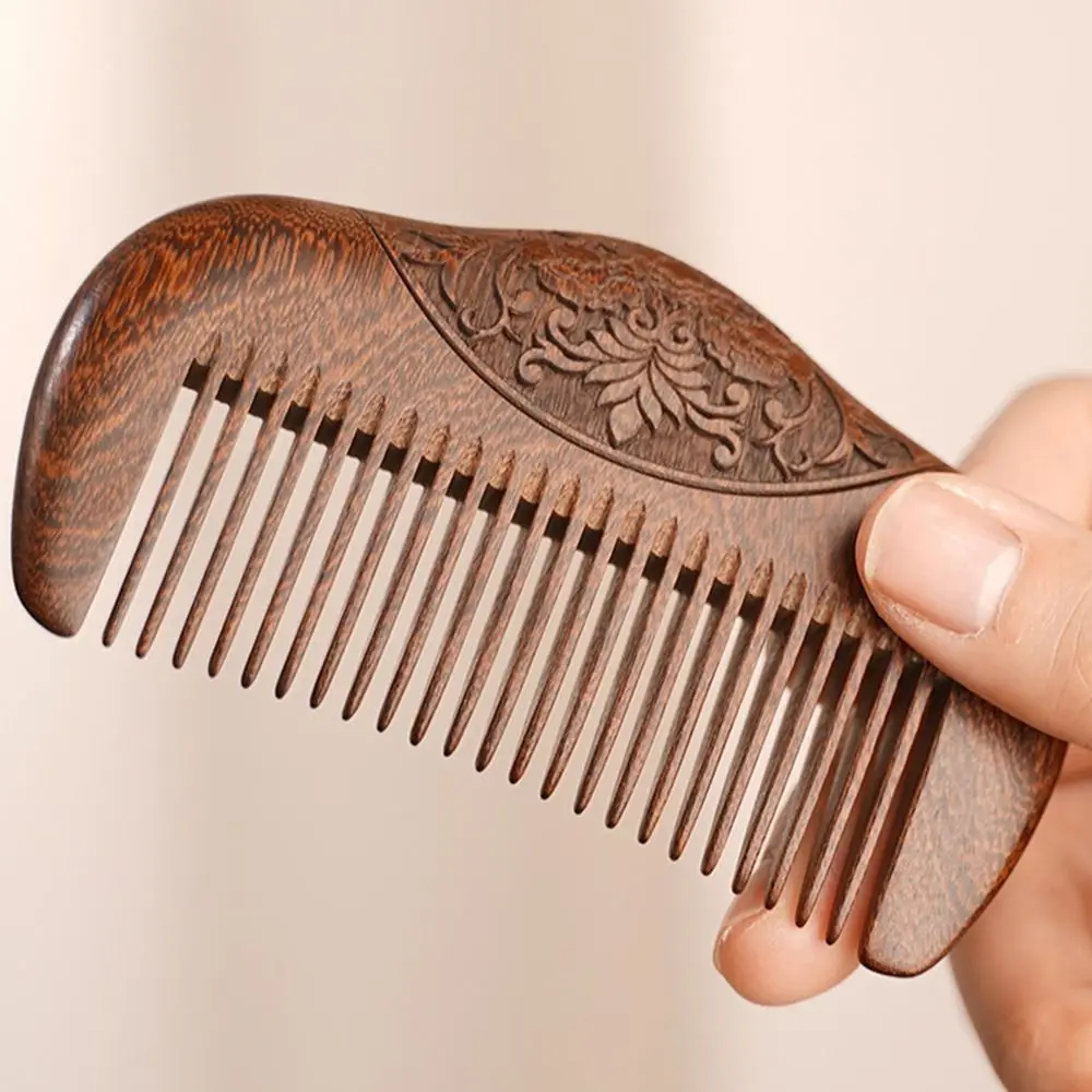 New Black Gold Sandalwood Pocket Wooden Comb Super Narrow Tooth No Static Lice Beard Comb Wood Combs Hair Styling