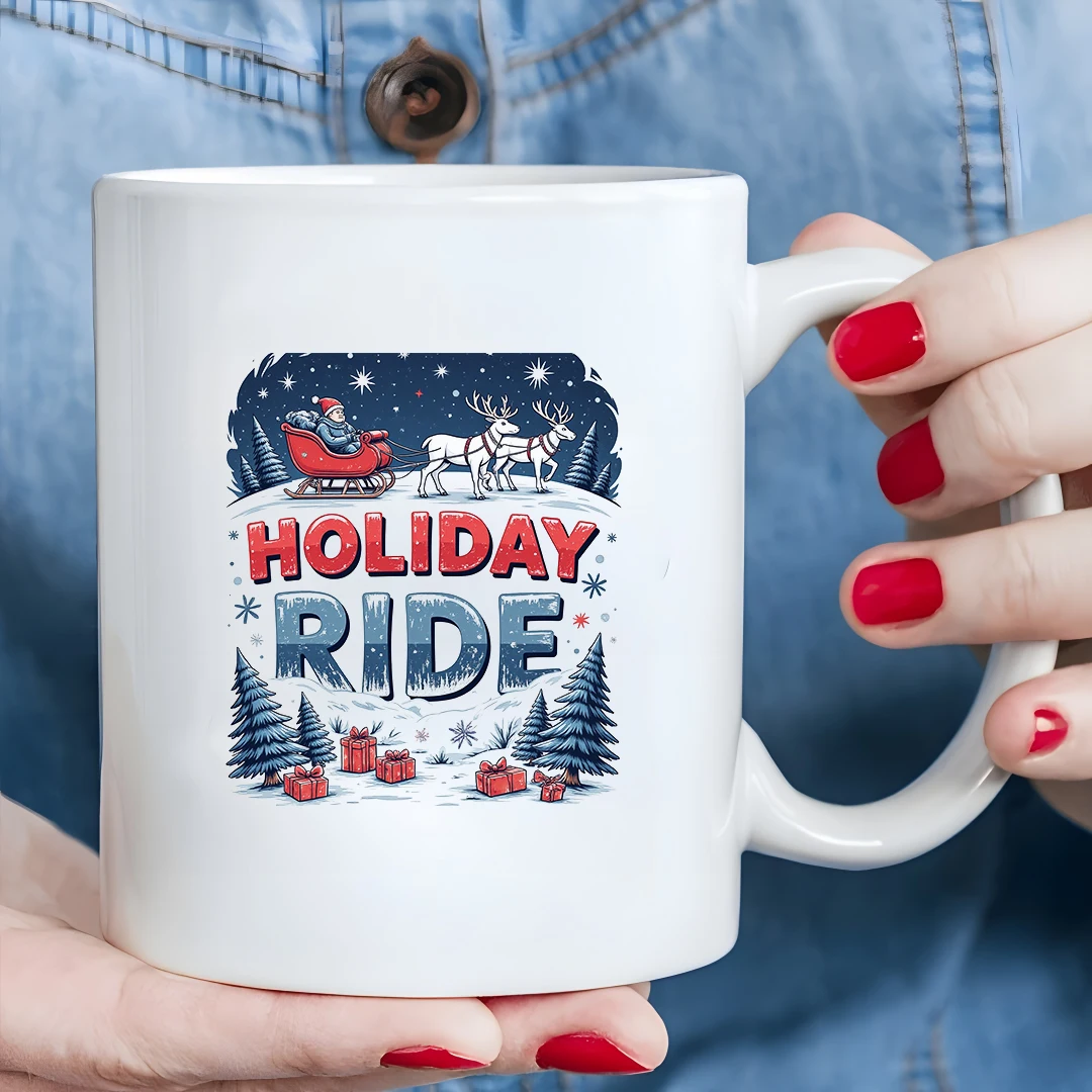 

11oz Christmas Reindeer Mug Kids Hot Drink Cup Christmas Gift Family Office Cup