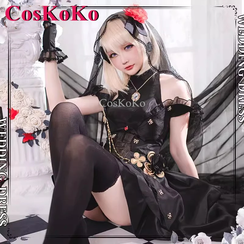 CosKoKo Z23 Cosplay Game Azur Lane Costume Vow Fashion Sweet Elegant Black Wedding Dress Halloween Party Role Play Clothing New