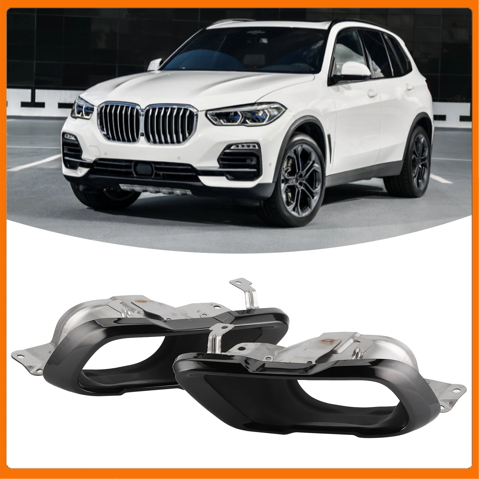 

Exhaust Muffler Tip Pair Chrome Black Exhaust Muffler Tips Set End Pipe Trim Fit for X5 G05 M Sport 2019+ Exhaust End Pipe Trim