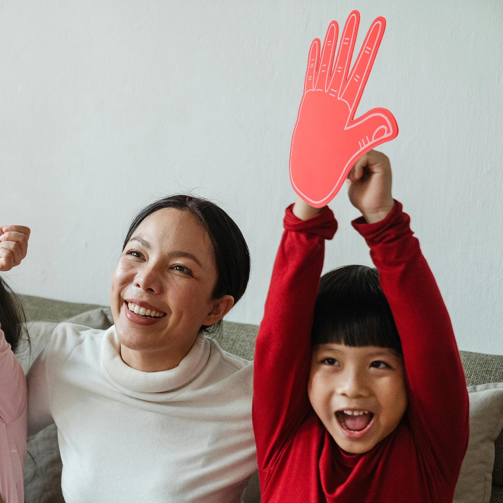 مروحة تشجيع يدوية حمراء عملاقة بخمسة أصابع للمناسبات الرياضية وألعاب الاحتفال بالمدرسة ودعائم التشجيع #3