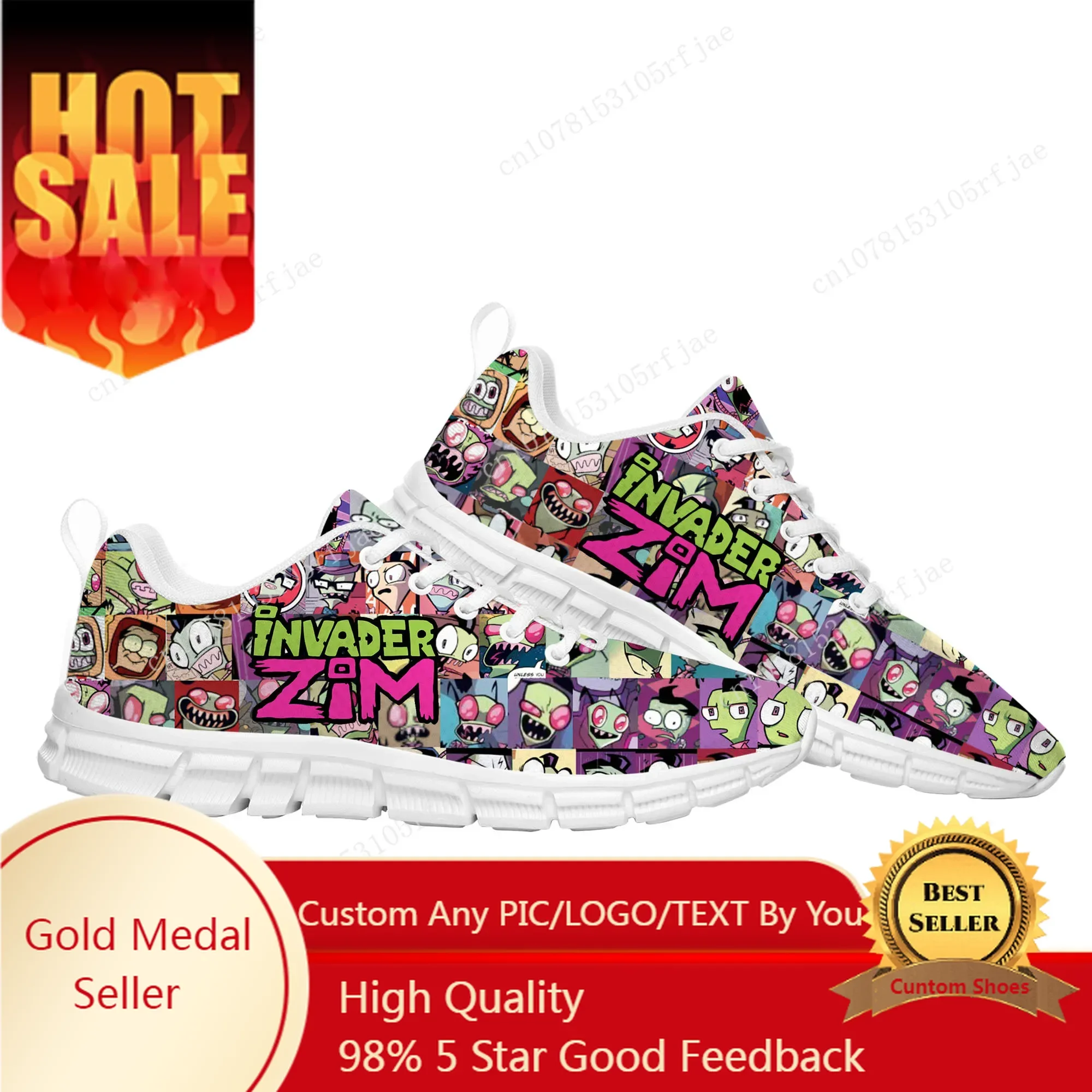 

Hot Animation Invader Sports Custom Shoes Cartoon Zim Mens Womens Teenager Sneaker Tailor Made Couple Built Shoes