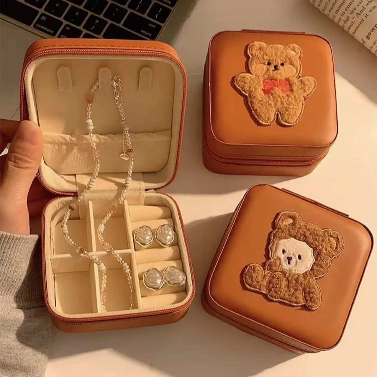 

Jewelry Organizer Display Case Cute Pu Leather Jewelry Box Portable Jewelry Storage Waterproof For Women Handbag