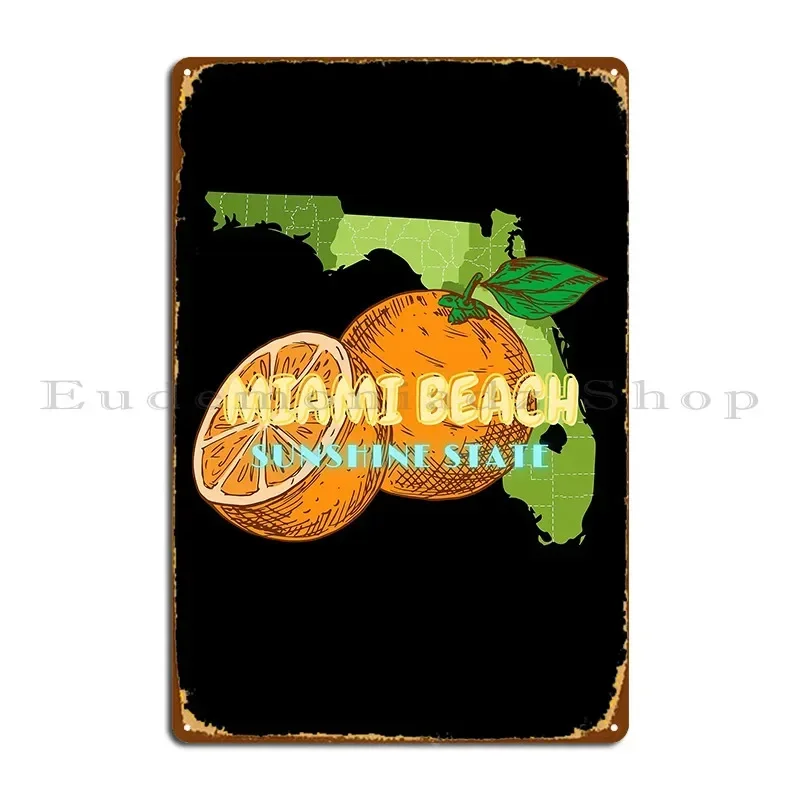 Miami Beach Vintage Metal Sign Wall Decor Character Garage Party Wall Cave Tin Sign Poster