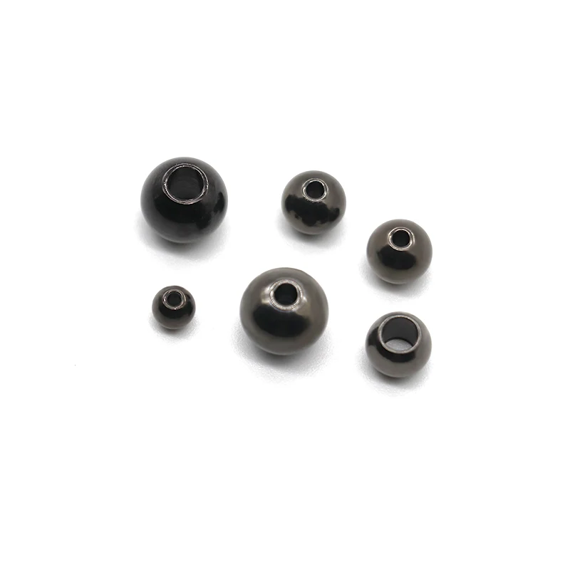 Stainless Steel 3 4 5 6 8mm Gold Black Plated Spacer Beads 1.5 2mm Hole Charm Loose Beads DIY Bracelets Beads for Jewelry Making