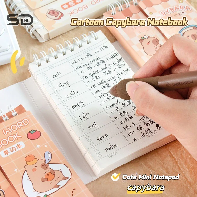 1 ชิ้นแฟชั่นการ์ตูน Capybara โน้ตบุ๊คน่ารัก Mini Notepad แบบพกพา Pocket Book เครื่องเขียนนักเรียนของขวัญโรงเรียนอุปกรณ์สํานักงาน