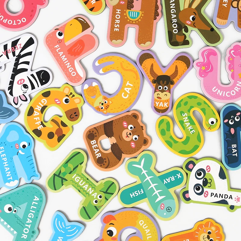 custom your own design Early Childhood Education kids baby animal 26 letters paper fridge magnet Early Childhood Education