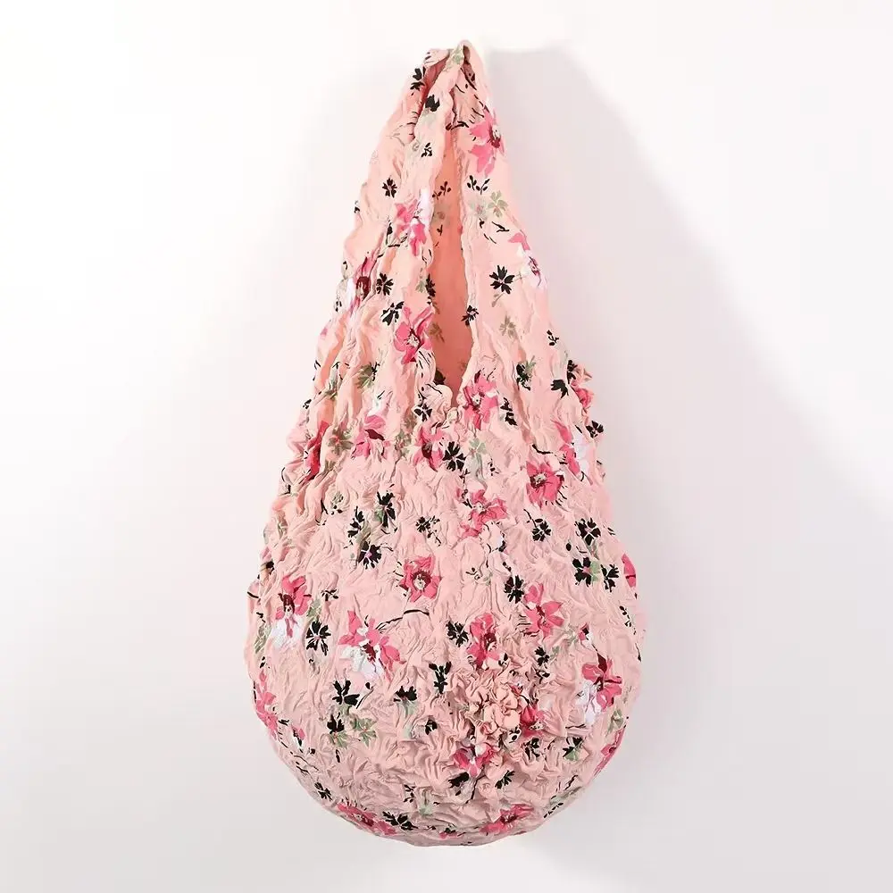 Reusable Bubble Foldable Stretch Bag Large Capacity Multi Purpose Magic Stretch Puff Bag Shopping Bag Chiffon