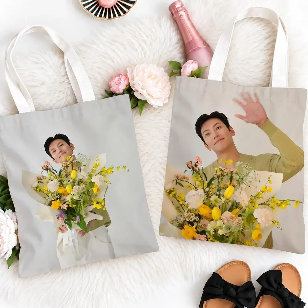 Trending Celebrity J-Ji Chang-wookS Storage Bags Eco Canvas Tote Odorless Reusable Double Print Shopping Bag