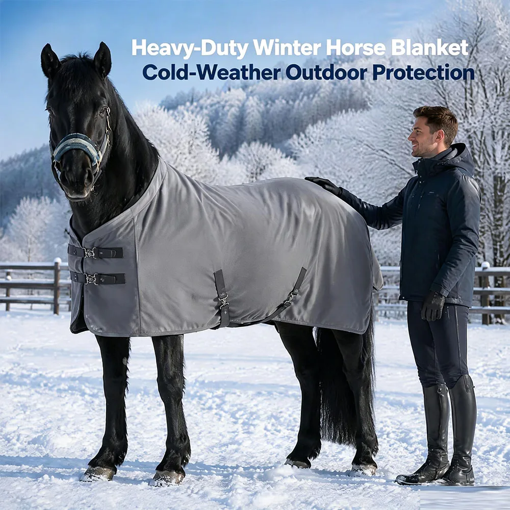 Winter Horse Rug Adjustable Warm Horse Blanket Anti‑Rub Comfortable Horse Cover For Outdoor Cold Weather Equestrian Supplies