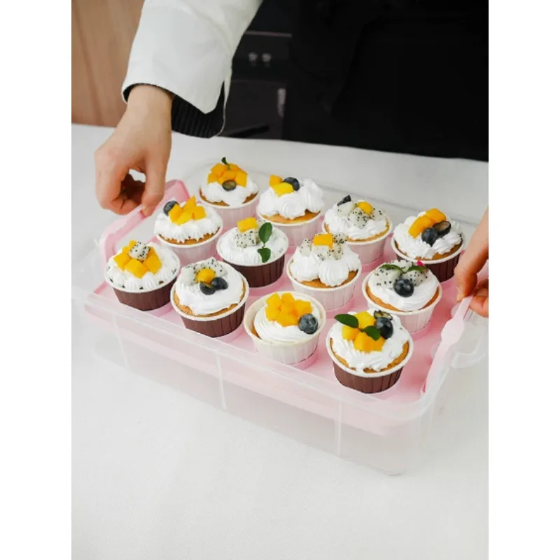 Clear Plastic Handheld Cupcake Carrier Box Muffin Dessert Takeaway Transport Storage Organizer for Party