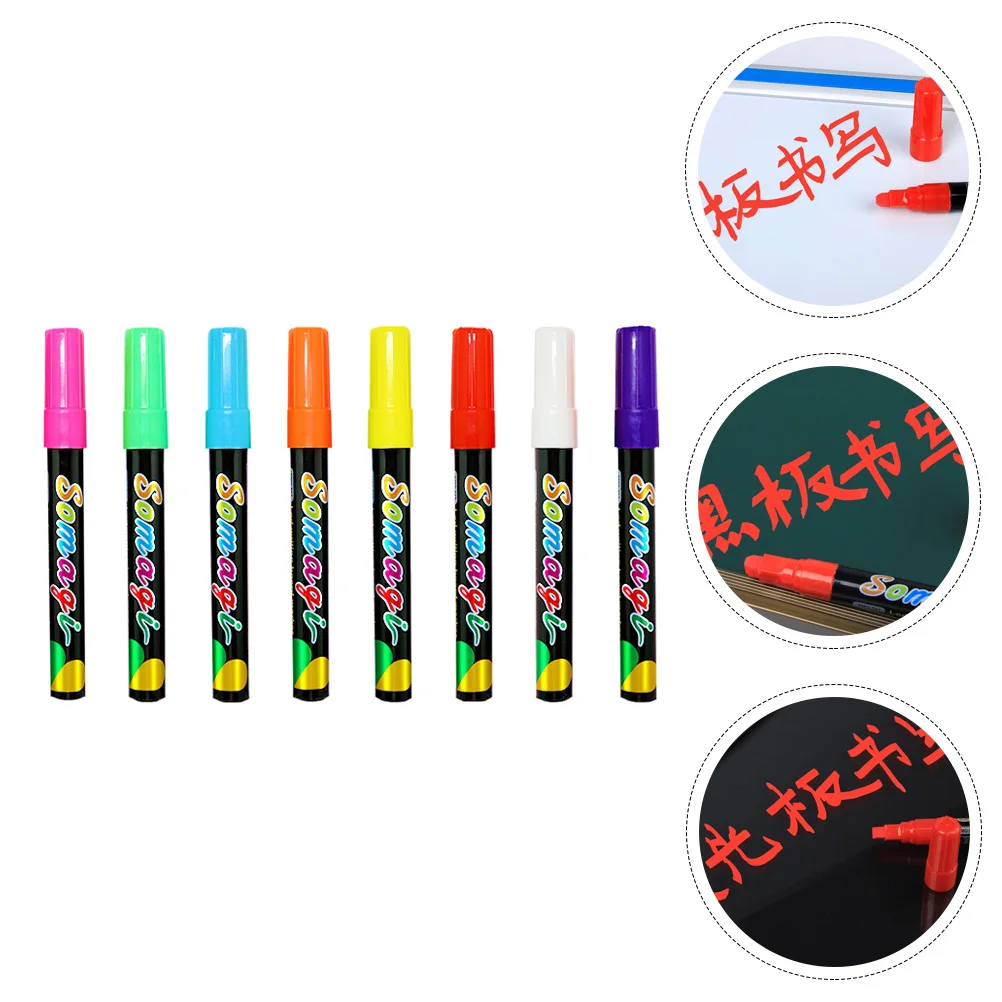 

8pcs Fluorescent Pens LED Highlighter White Board Marker Car Liquid Erasable Drawing Art Supplies Bright Colors Smooth