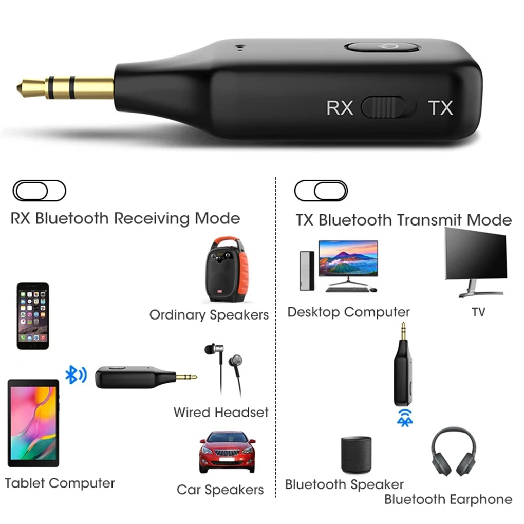 

3 5mm Bluetooth-Compatible Transmitter Receiver Car Player Music Speaker Headphone PC Sound Adapter Low Latency