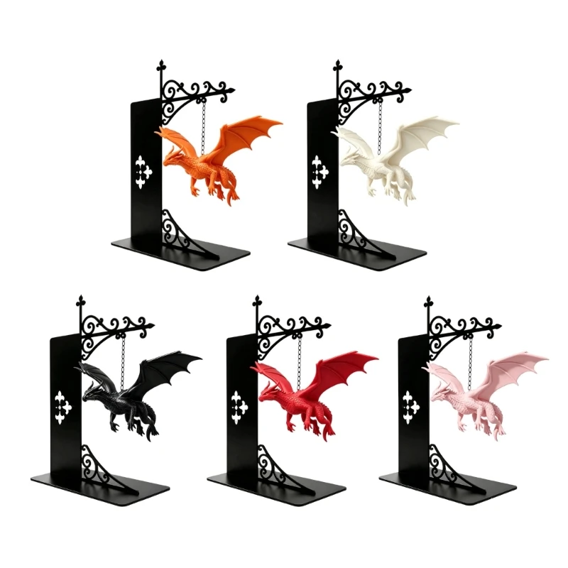 U2JE Iron Bookshelf Divider Desk with Hanging Dragon for Books and Files