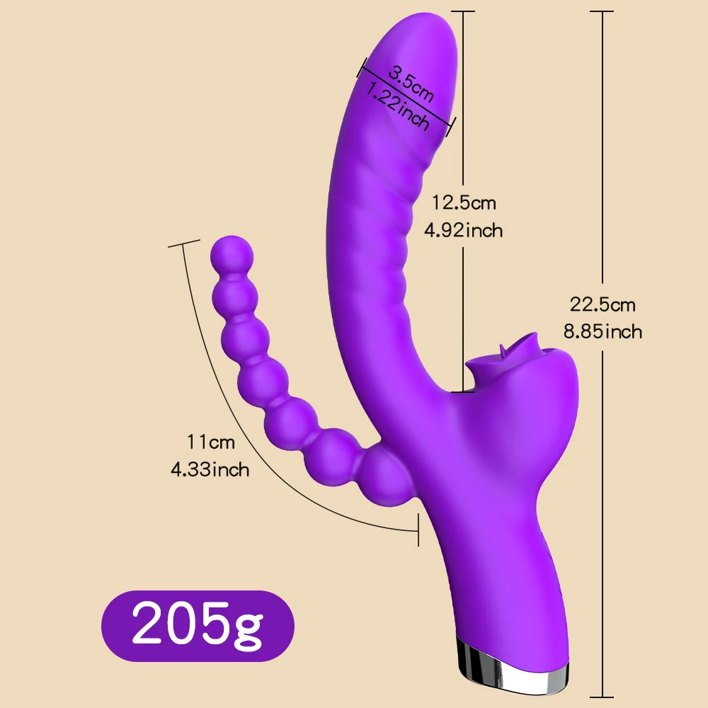 Vibratori del dildo del giocattolo del sesso del vibratore della masturbazione femminile con perline anali per le donne Stimolatore del punto G del massaggio che lecca la lingua del clitoride