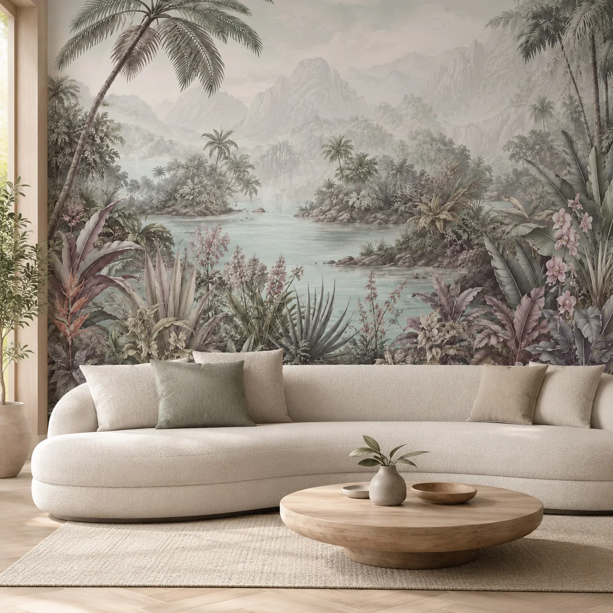 tropical-jungle-mountain-lake-wall-mural-wallpaper-vintage-palm-botanical-landscape-living-room-bedroom-paste-required